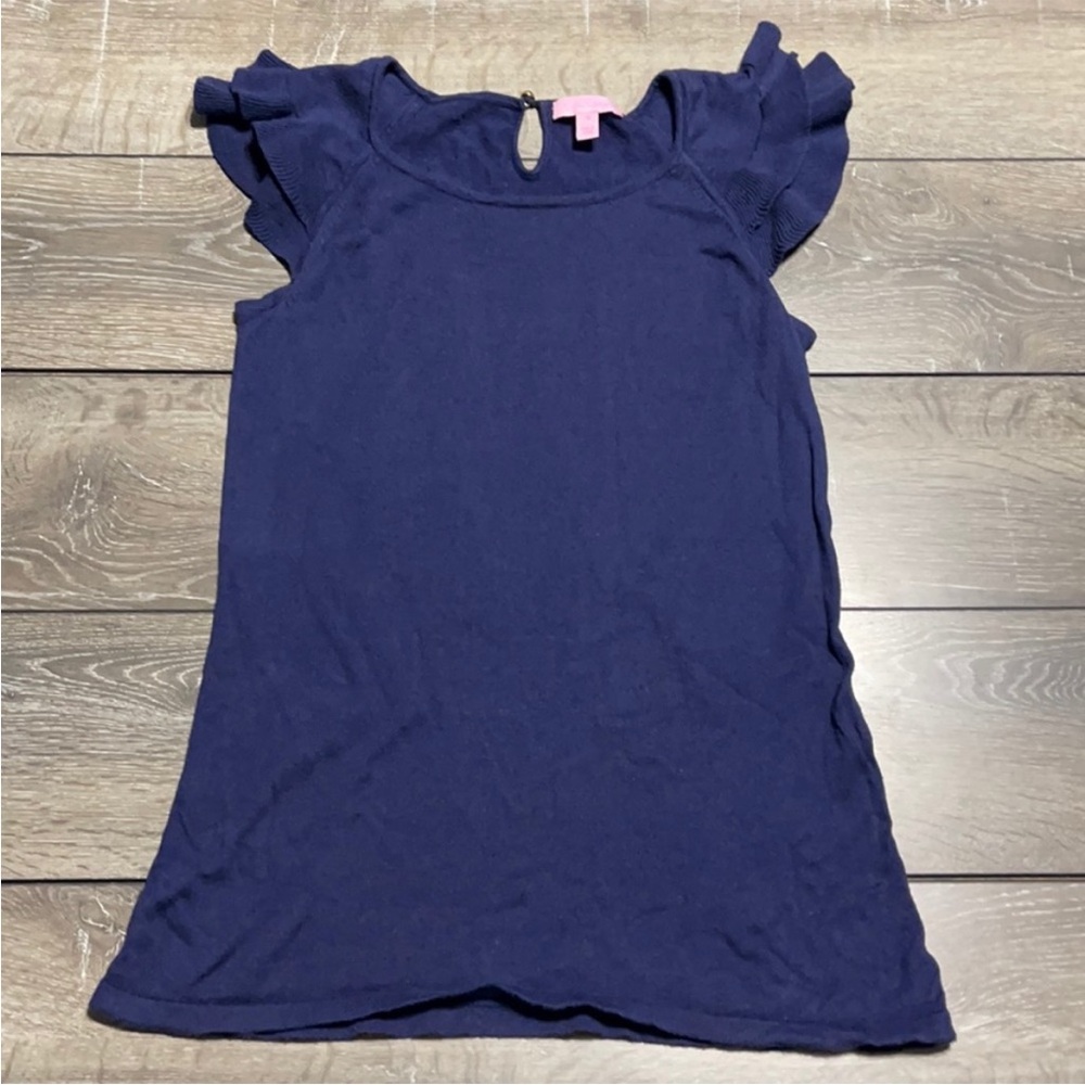 Lilly Pulitzer Ruffle Cap Sleeve Top in Navy